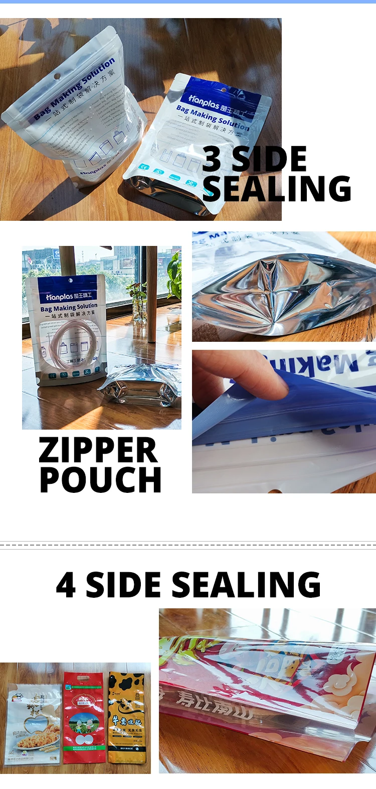 Hp2tzp Multifunction Plastic Laminated 3 Sides Sealing Zipper Doypack