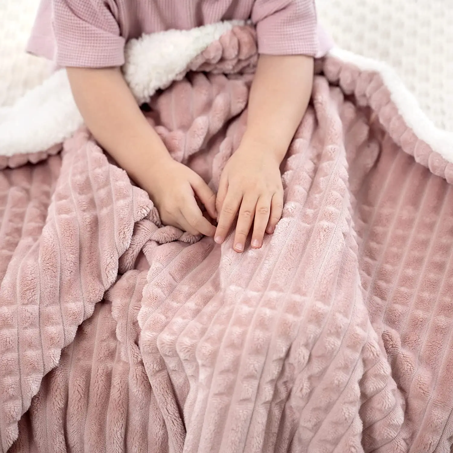 Pink Color Premium Quality Blanket Double Ply Blanket For Double Bed