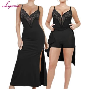 Women Sleeveless Lace Shapewear Dress Built-in Shapewear Maxi Dress Sculpting Lace Shapewear Bodysuit