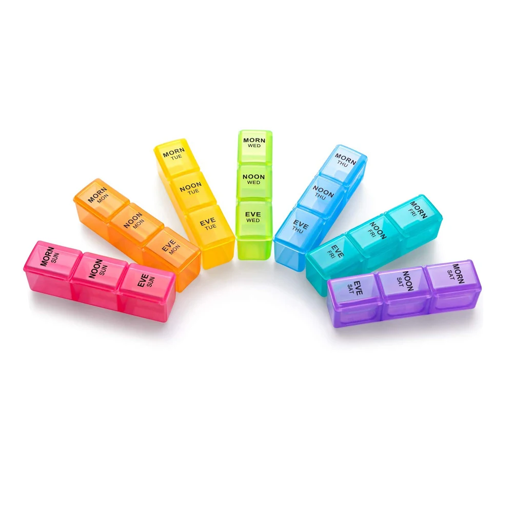 Best Selling 7 Day Logo Cheap Price Promotion Customized Logo 21 Cases Weekly Plastic Pill Box