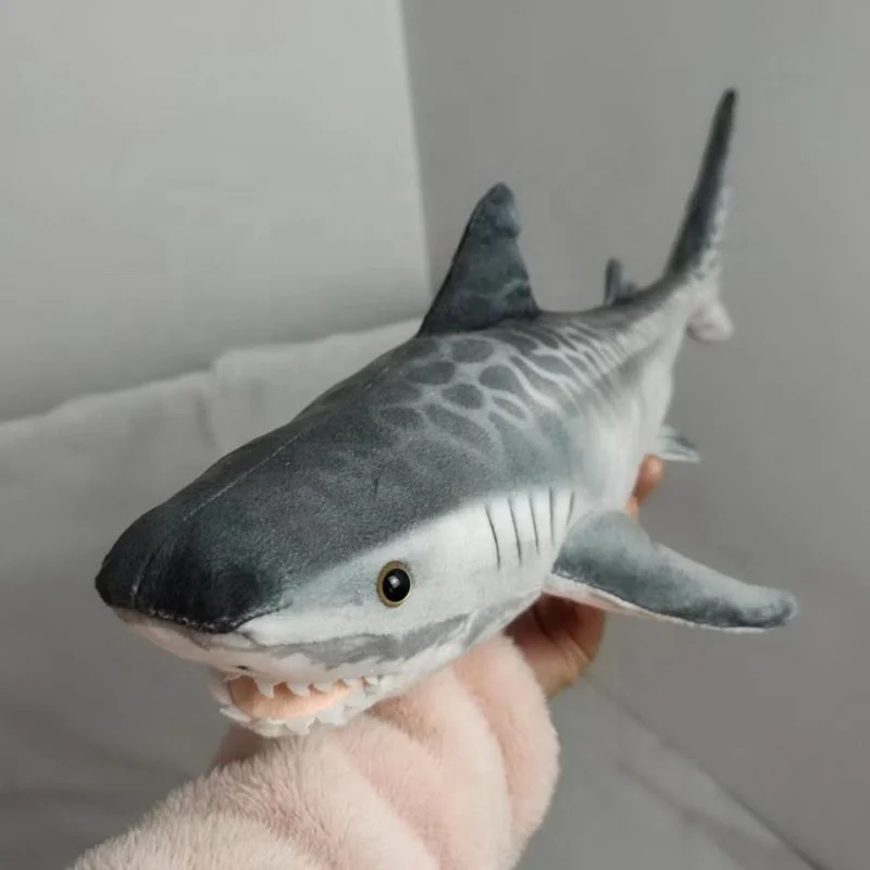 Tiger Shark Plush Stuffed Animal – 20.47 Inch Dark Grey Realistic Shark Toy, Gift For Kids, Room Decor Pillow - View #11