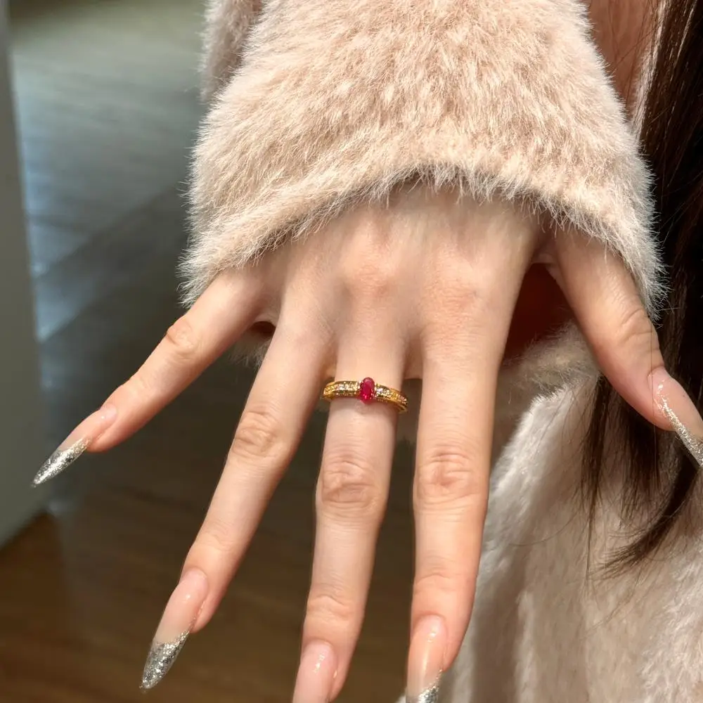 KAKODIY 22K Gold Plated Luxurious Ruby Women's Fine Jewelry Ring Engagement 925 Sterling Silver Ring detail 8