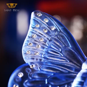 Hot Selling Crystal Crafts Luxury Crystal Figurine Glass Butterfly Ornaments for Wedding Souvenirs