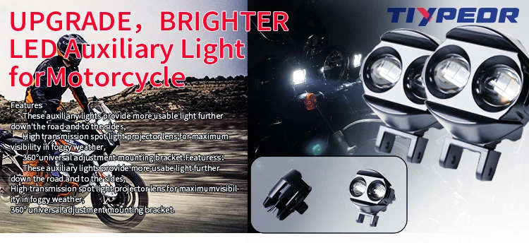 TIYPEOR Motorcycle Spotlight Headlight Waterbird Light Auxiliary Fog Light Super Bright LED Lights for ADV ATV UTV Off-Road details