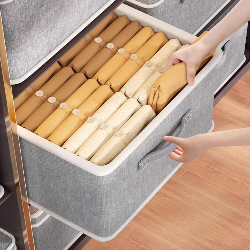 Foldable Cotton Line Clothing Organizer with Over 35L Capacity Durable Construction & 10kg Load Capacity for Home Use