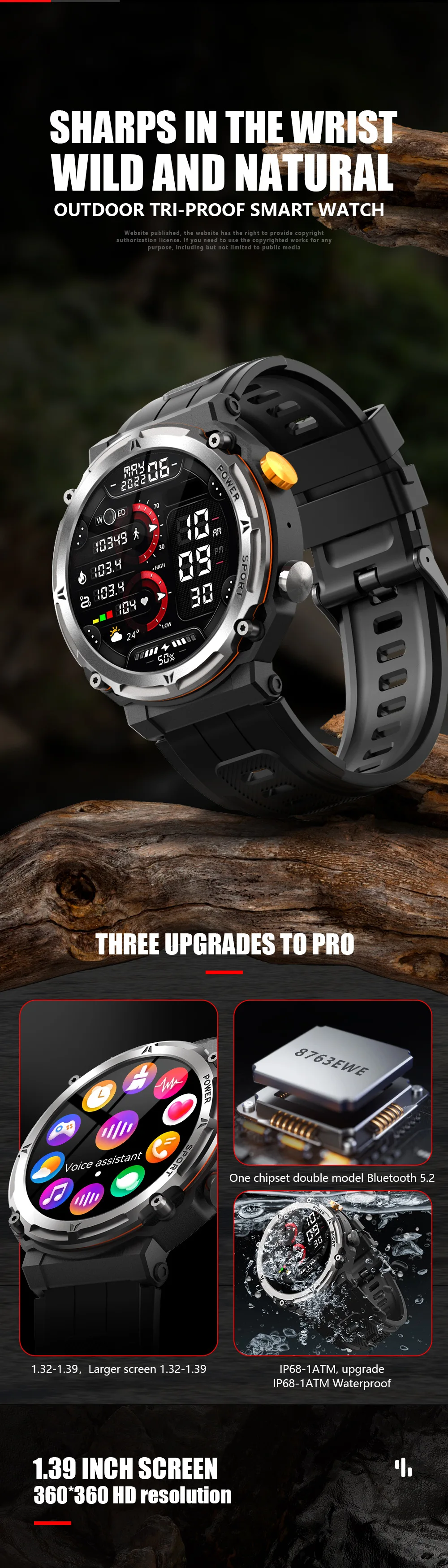 2023 C21 Pro 410mah Big Battery Sport Smart Watches Bt Calling ...