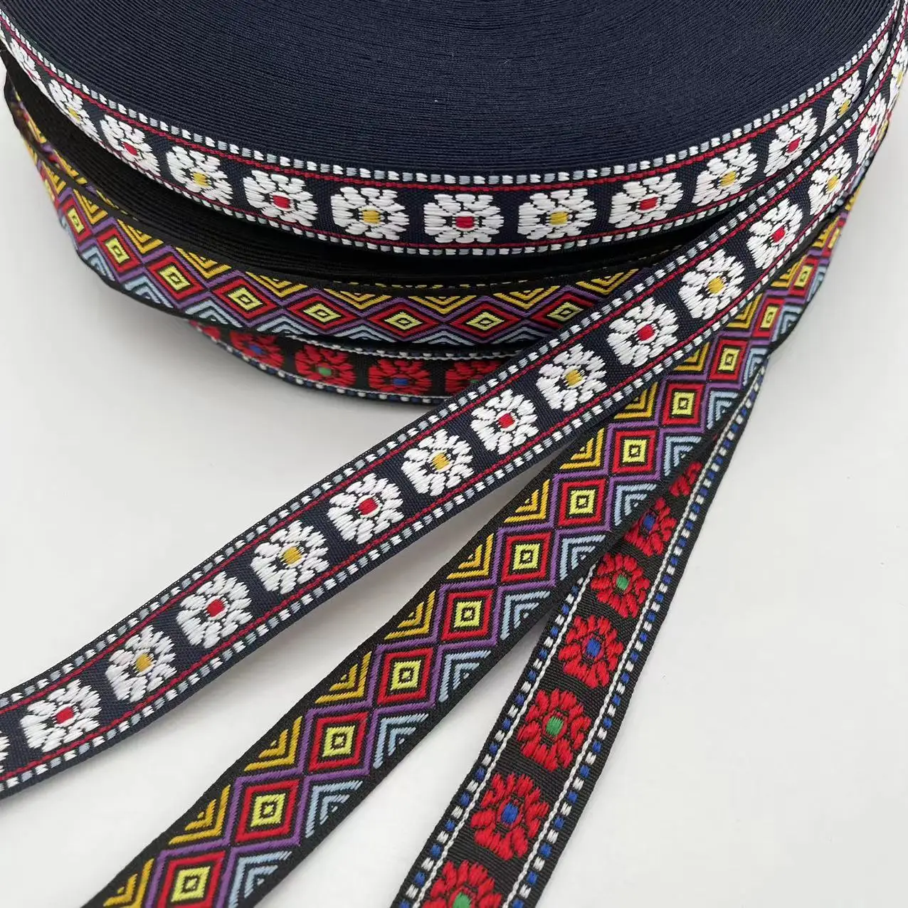 Тканая жаккардовая лента на заказ, полиэфирная лента для обвязки, 38 мм полиэфирная вязаная жаккардовая тесьма с вышивкой для сумок