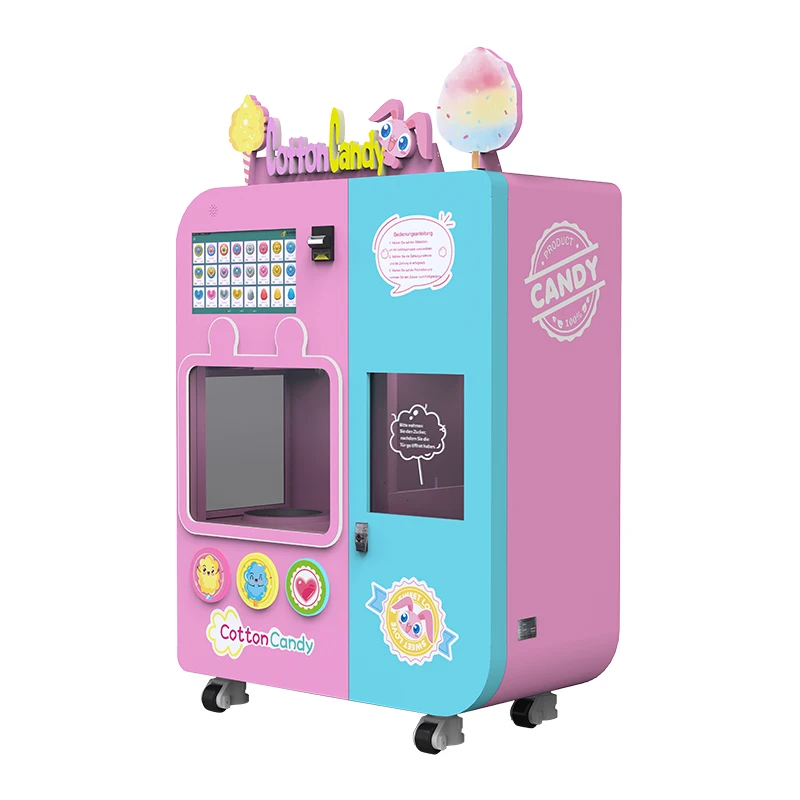 Full Automatic Snack Machinery Customize Commercial Making Marshmallow Floss Cotton Candy Vending Machine