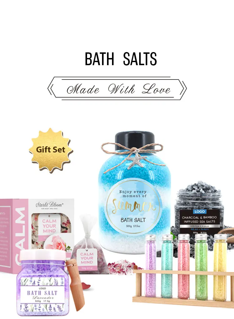 Custom Wholesale Luxury Bath Salt Soak Bath Crystal Flower Herbs In