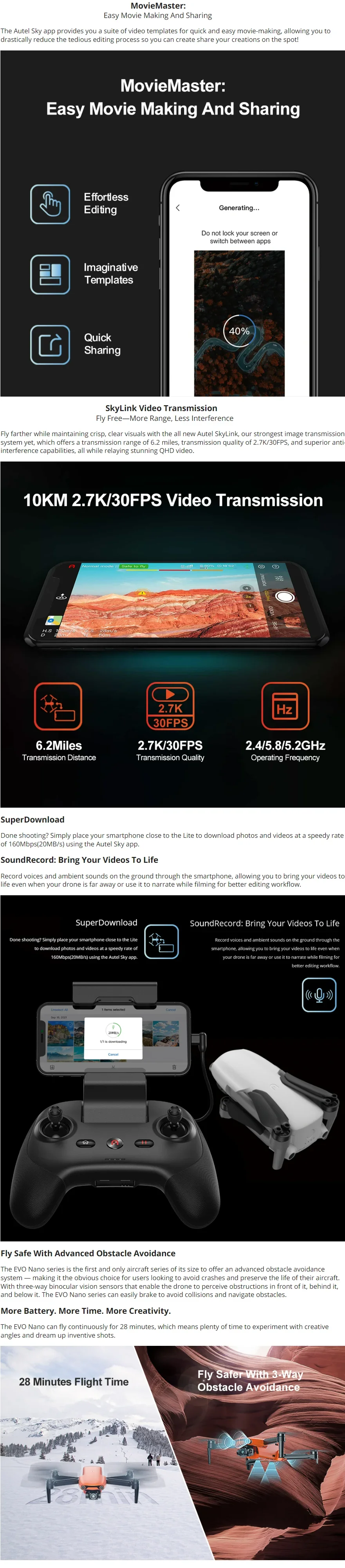 Autel Drone Evo Nano Nano+ Standard Package 4k Hdr Camera 10km Graphic ...