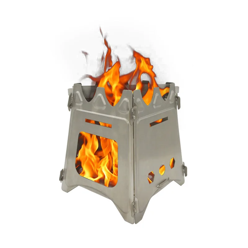 Stainless Steel Backpacking Stove Outdoor Portable Wood Burning Stoves Foldable Camping Stove for Picnic BBQ Hiking