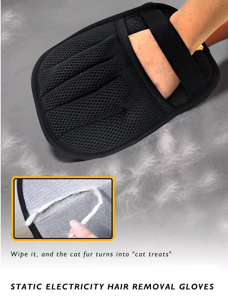 Pet Electrostatic Hair Removal Gloves Two-way Brush Sticky Hair Removal Tool for Cats and Dogs Pet Gloves Cat Hair Cleaning manufacture