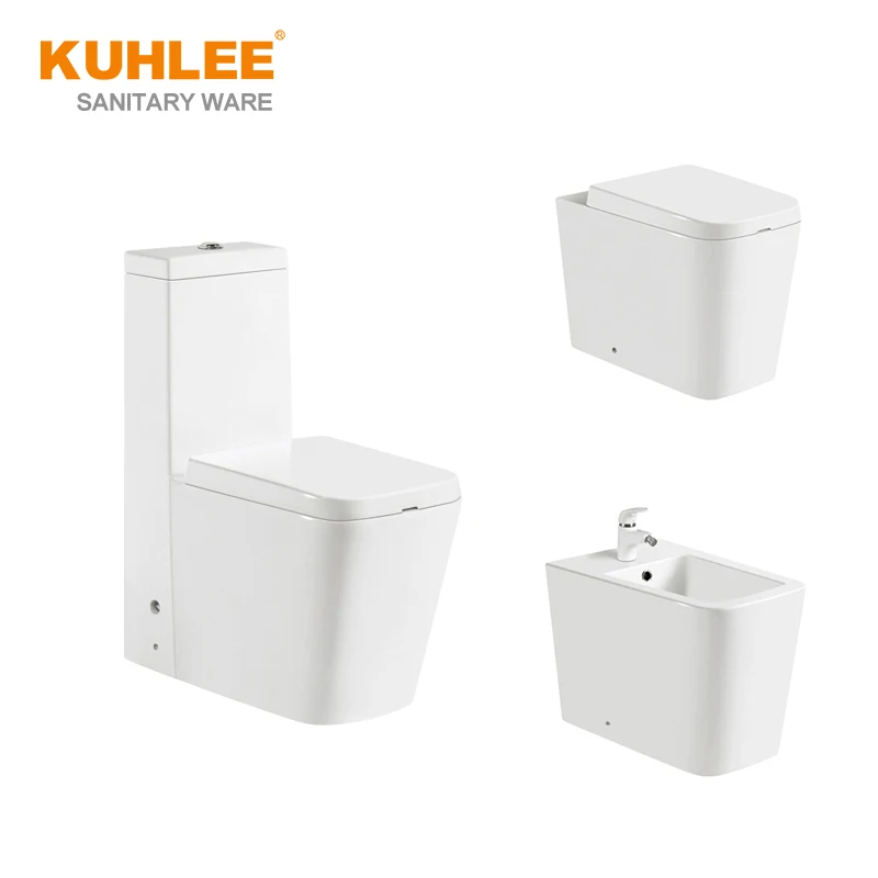 Square White Toilet Sets Ceramic Bathroom Sanitary Ware Toilet Bowl Sets With Sink Suites