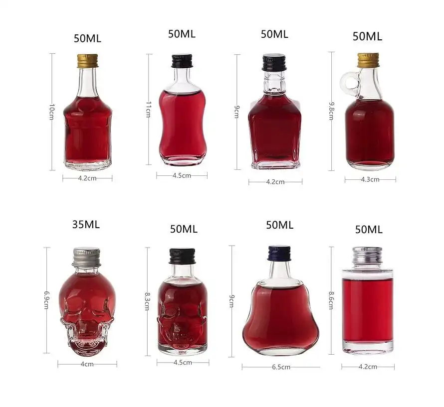 Wholesale 50ML Mini Empty Glass Ice Wine Bottle for Whiskey Liquor Vodka with Screw Top