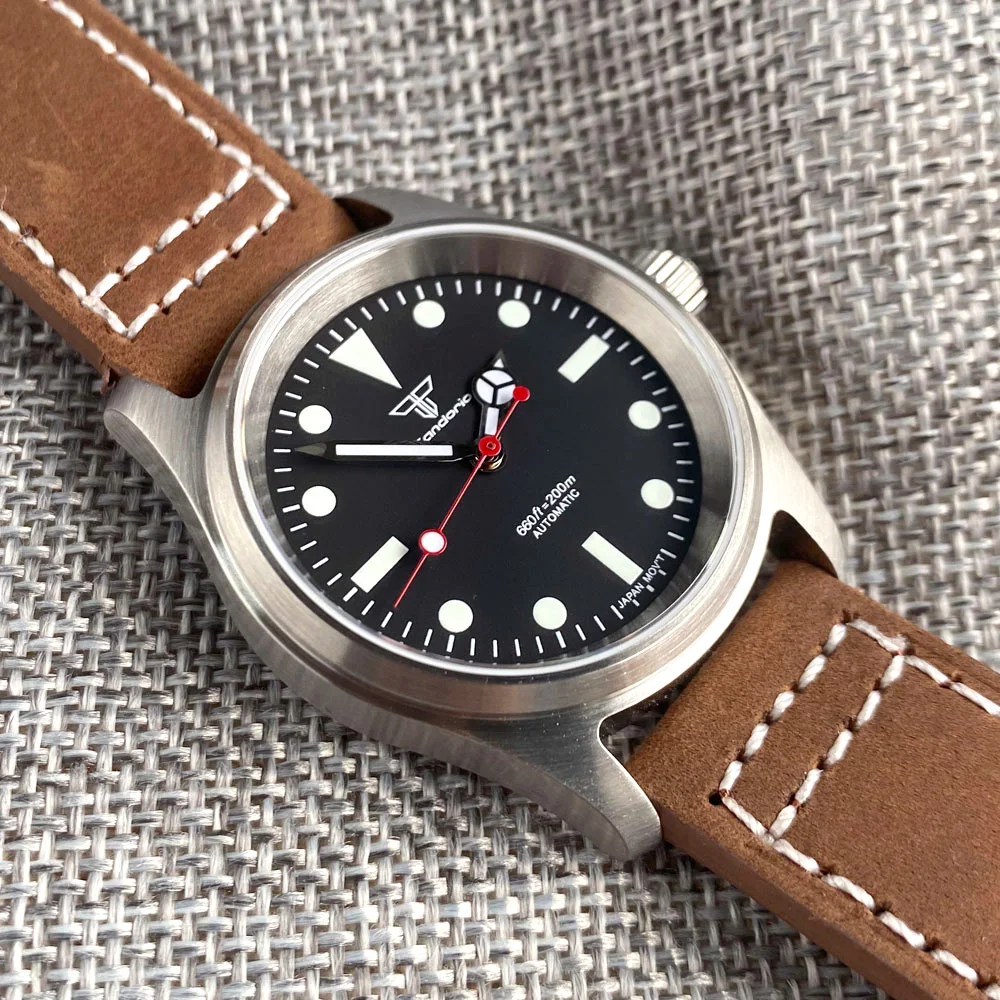 Tandorio 36mm Moda 20BAR Orologio Da Pilota Subacqueo Automatico Per Uomo Donna NH35/PT5000/Miyota8215 Movt Orologio Da Polso Con Zaffiro Verde Lume  1511 - Foto 8