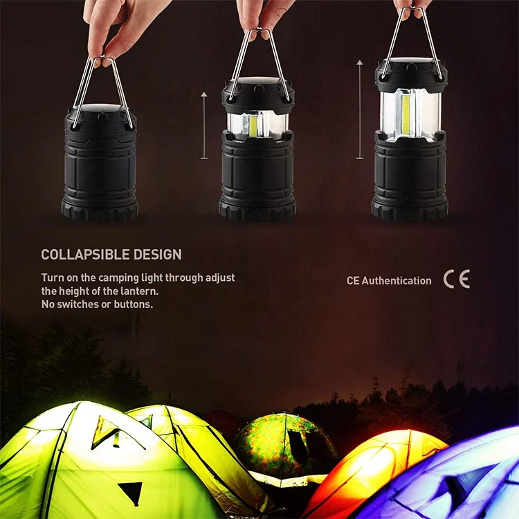 Battery Operated Powerful Survival Outdoor Mini COB LED Collapsible Camping Light