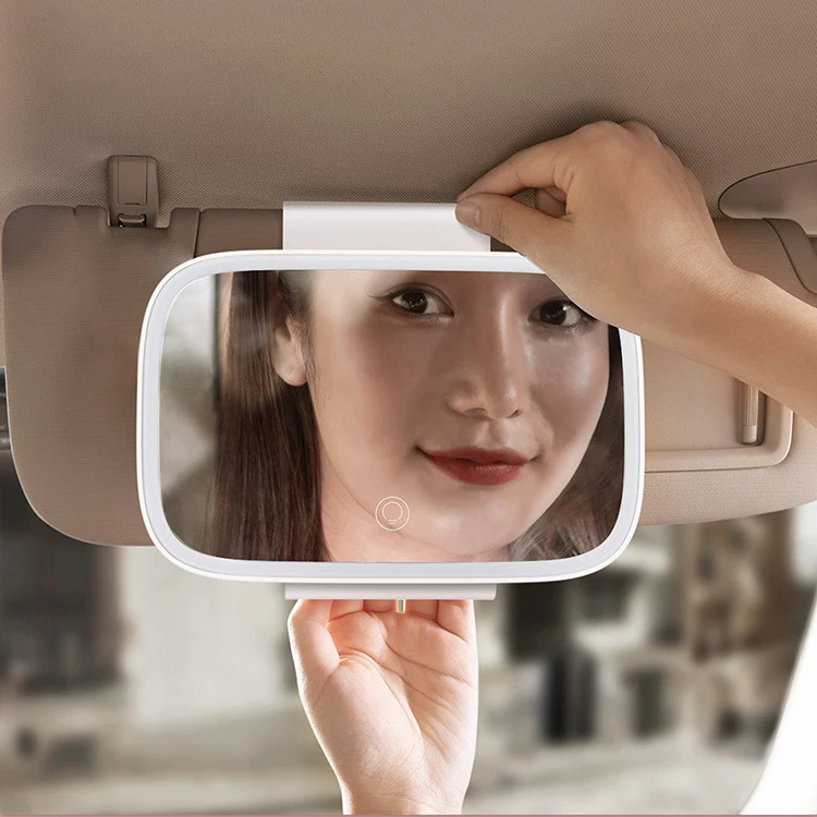 Universal Car Interior Mirror Portable Led Car Makeup Mirror Auto Visor Hd Cosmetic Car Makeup 