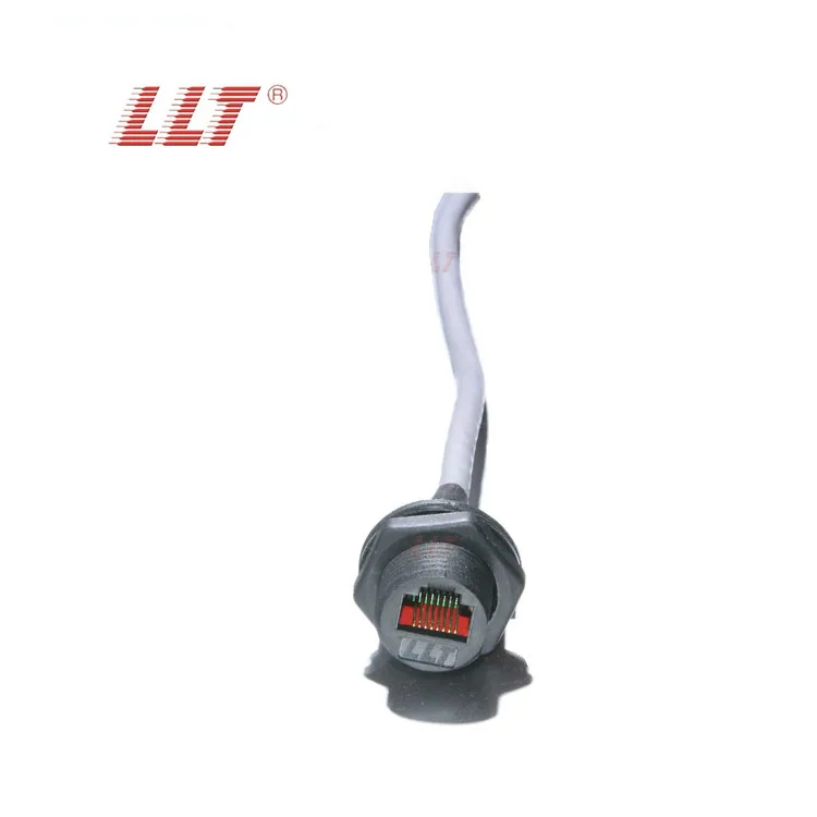 Panel Mounted IP67 Waterproof RJ45 Connector with Ethernet Cable
