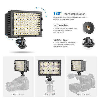 Neewer CN-160 LED Video Camera Light Bi-color Temperature Adjustable 3200K 5600K Photography DSLR Photo Light detail image