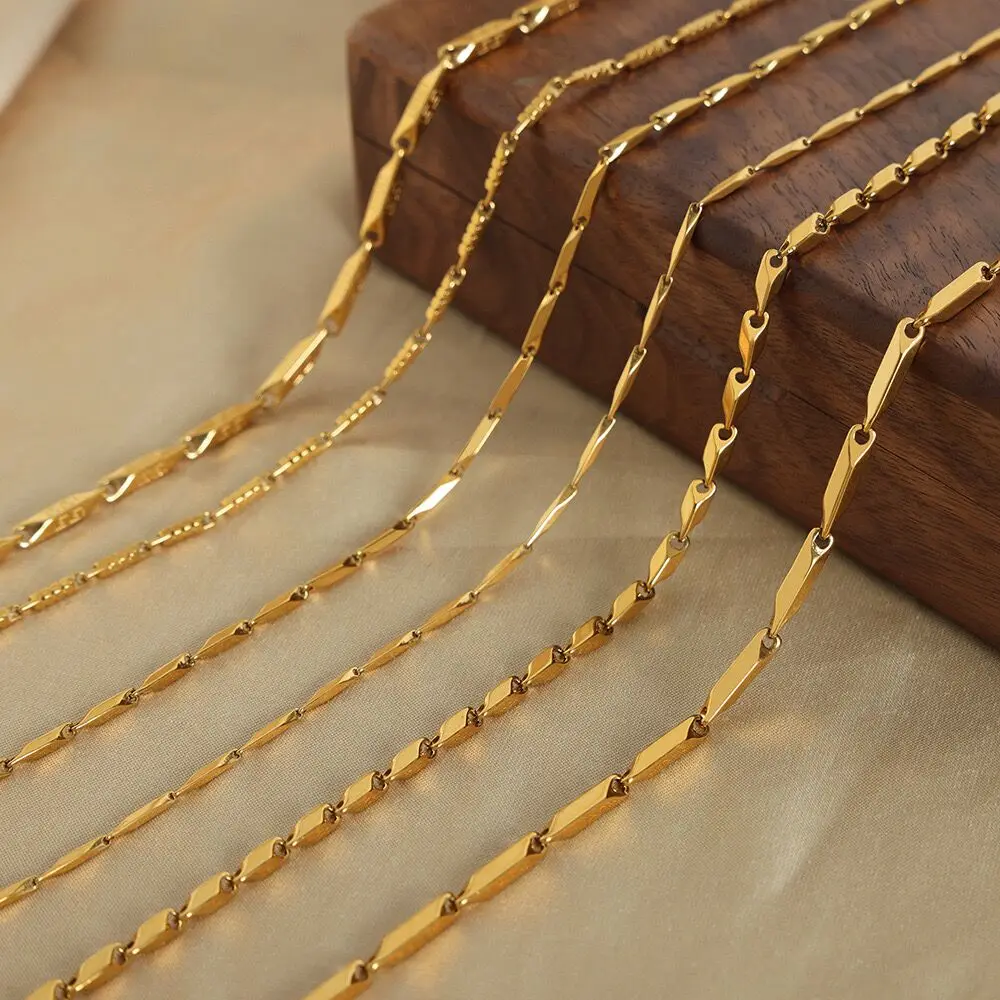 2024 New Arrival Two Tone Gold Chain 18k Gold Plated Stainless Steel Non Tarnish Melon Seeds Handmade Fashion Jewelry Necklaces