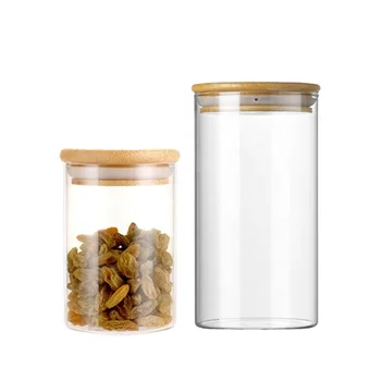 Hot selling Round 12 piece Glass Spice Storage Jars With Bamboo Lids Set