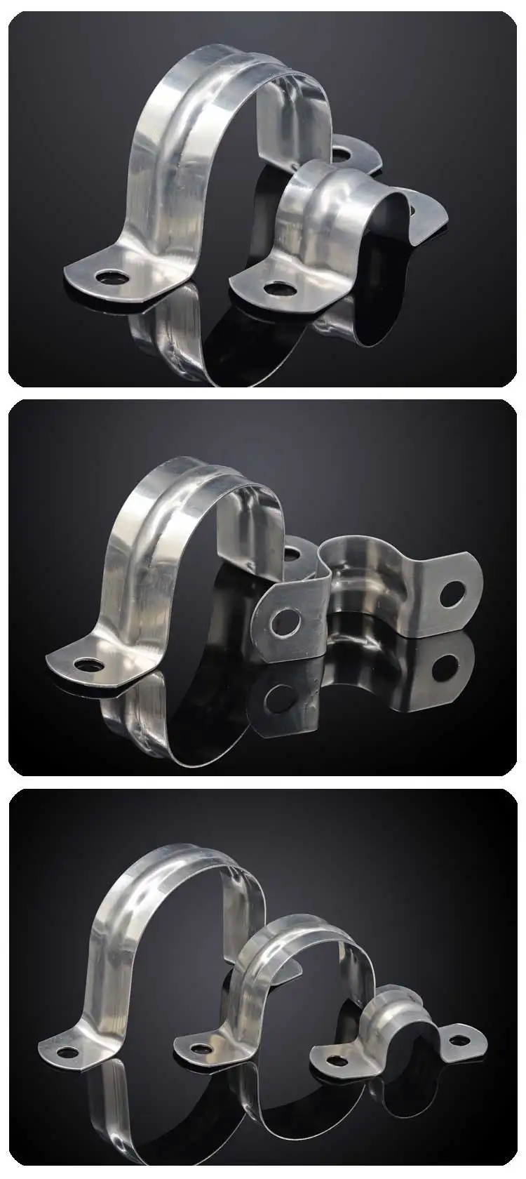 Two Holes Emt Conduit Pipe Support U Shaped Type Stainless Steel Straps