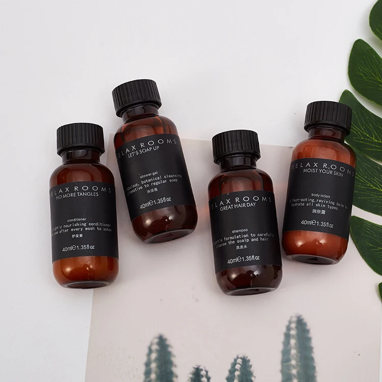 Personalized OEM Luxury 40ML Mini Disposable 5 Star Hotel Shower Gel Shampoo and Conditioner Set for Hotel