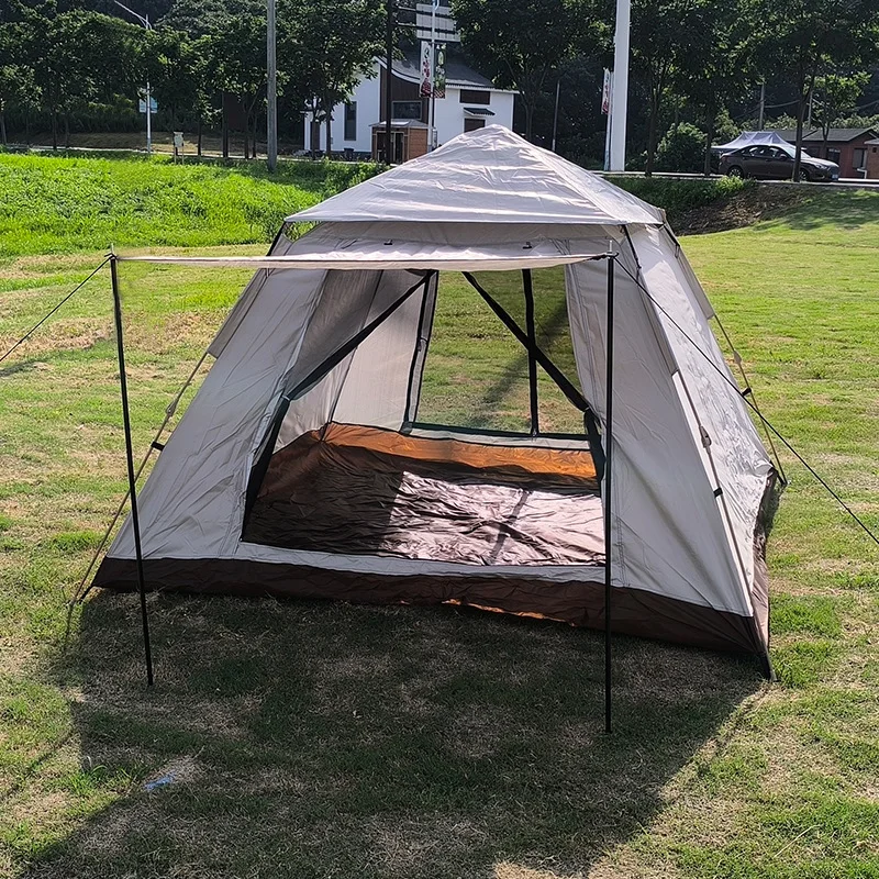 Wholesale 3-4 Person Fully Automatic Silver Glue Folding Tent Quick Open Oxford Beach Sunscreen Ventilation for Outdoor Camping