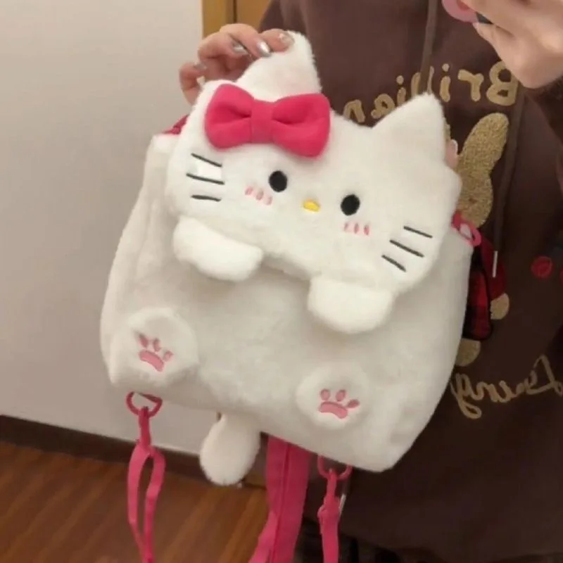 Cute Plush Backpack Versatile Female Student Double Bag Sweet Girl Single Shoulder & Cross-body Design