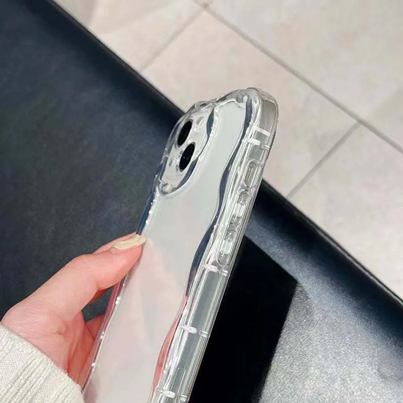 Free Sample Irregular Cream Wave Edge Design Soft Shockproof TPU Mobile Phone Back Cover Case for Oppo A5 A3S AX5 A12E
