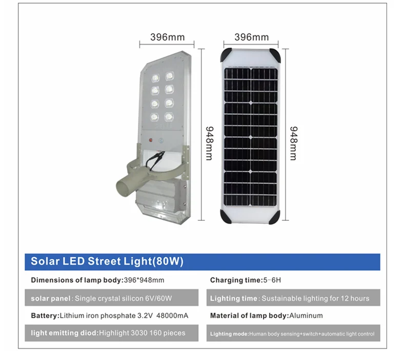 Outdoor Automated Solar LED Street Light With Mono Solar Panel