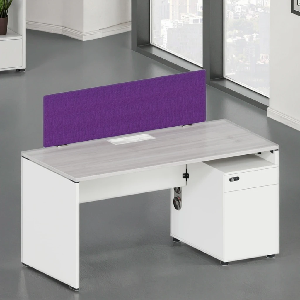 Single Row Foldable Automatic Office Workstation Desk ABS Connection System Modern Durable Wood Frame Standing Desk Computer 4
