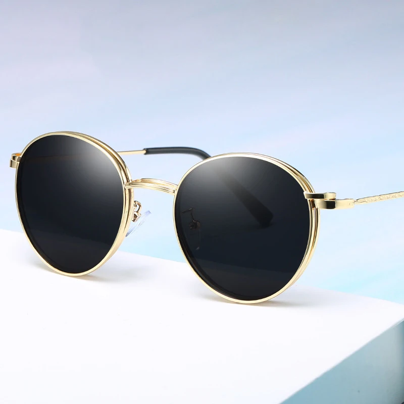 Alloy Detachable Round Polarized Clip on Sunglasses for Men