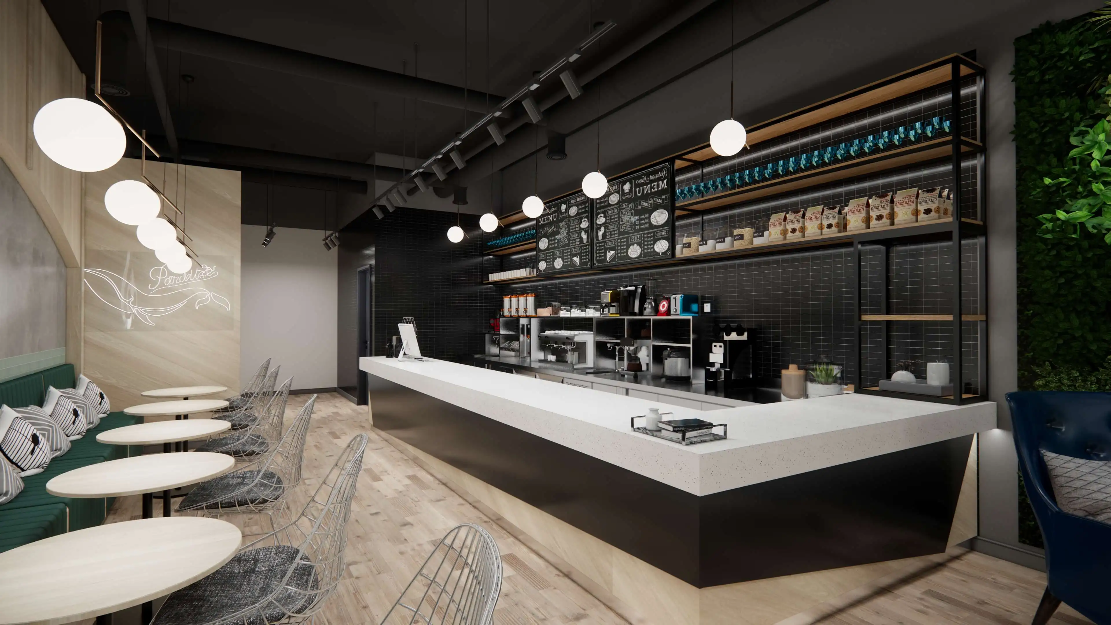 Modern Coffee Shop Design Custom Coffee Bar Oem Solid Wood Interior ...