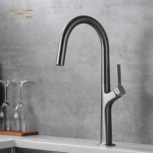 C8739 Popular Pull Out Kitchen Taps Pull Down Sink Mixer Hot Cold Water Tap Multi-function Kitchen Faucets Grey