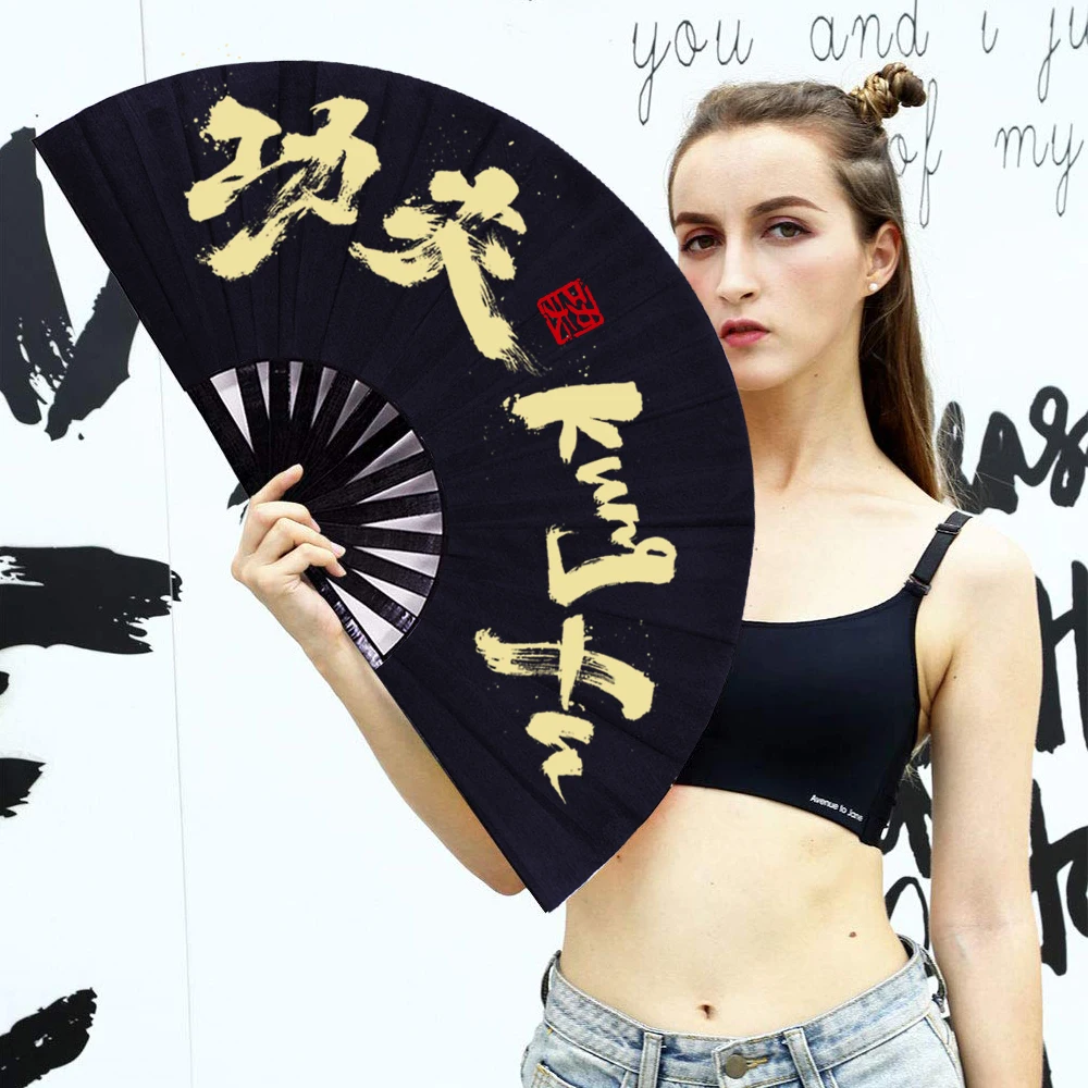 Fan Japan Rave Large Bamboo Rave Festival Folding Hand Fan for Men/Women - Chinese ...