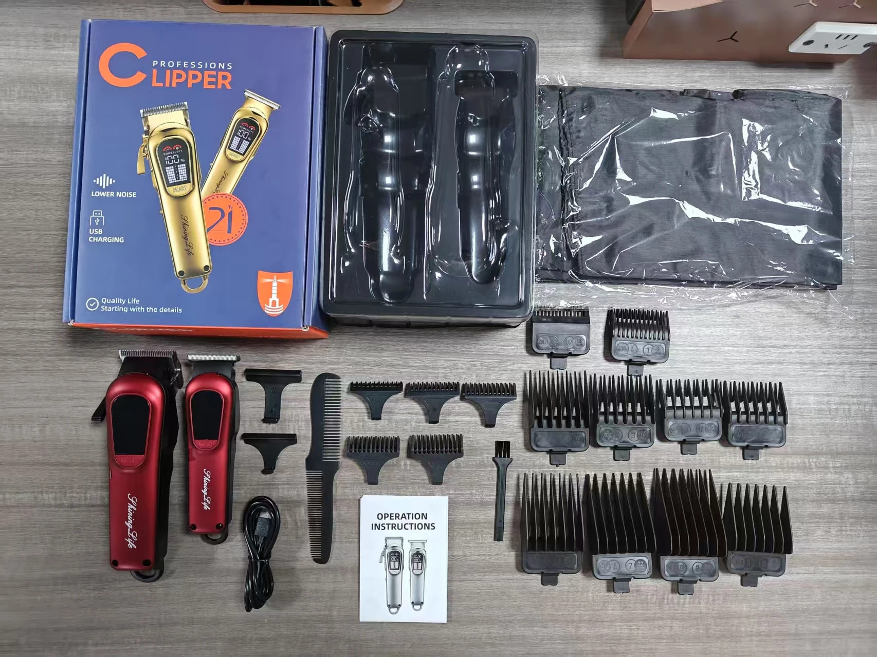 Popular Two-in-One Electric Hair for Clipper for Men Reciprocating Set Stainless Steel Blade for Home Hotel Use English Language details