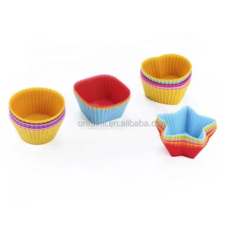 7CM Silicone Baking Cups Round Square Heart Resistant Nonstick Food Grade Silicone Cupcake Cups