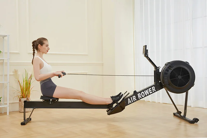 Seated Row Machine - Dynamic Indoor Rower with Wind Resistance