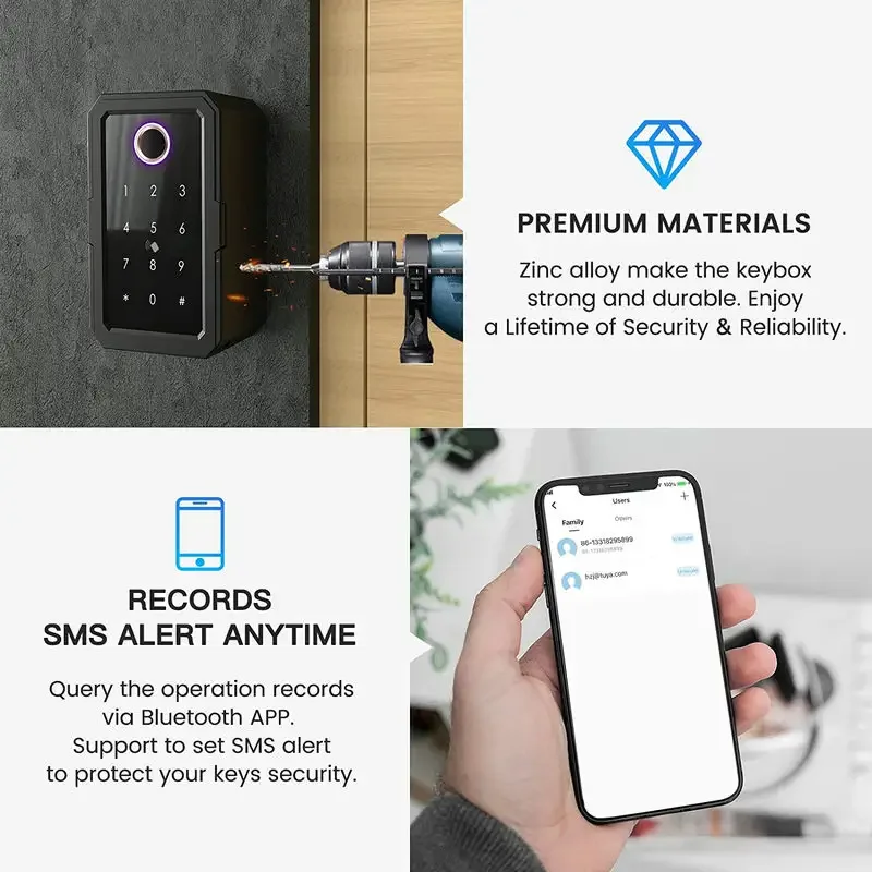 Intelligent Access Tuya TTlock Key Storage Box BLE Fingerprint WiFi Smart Keybox Lockbox