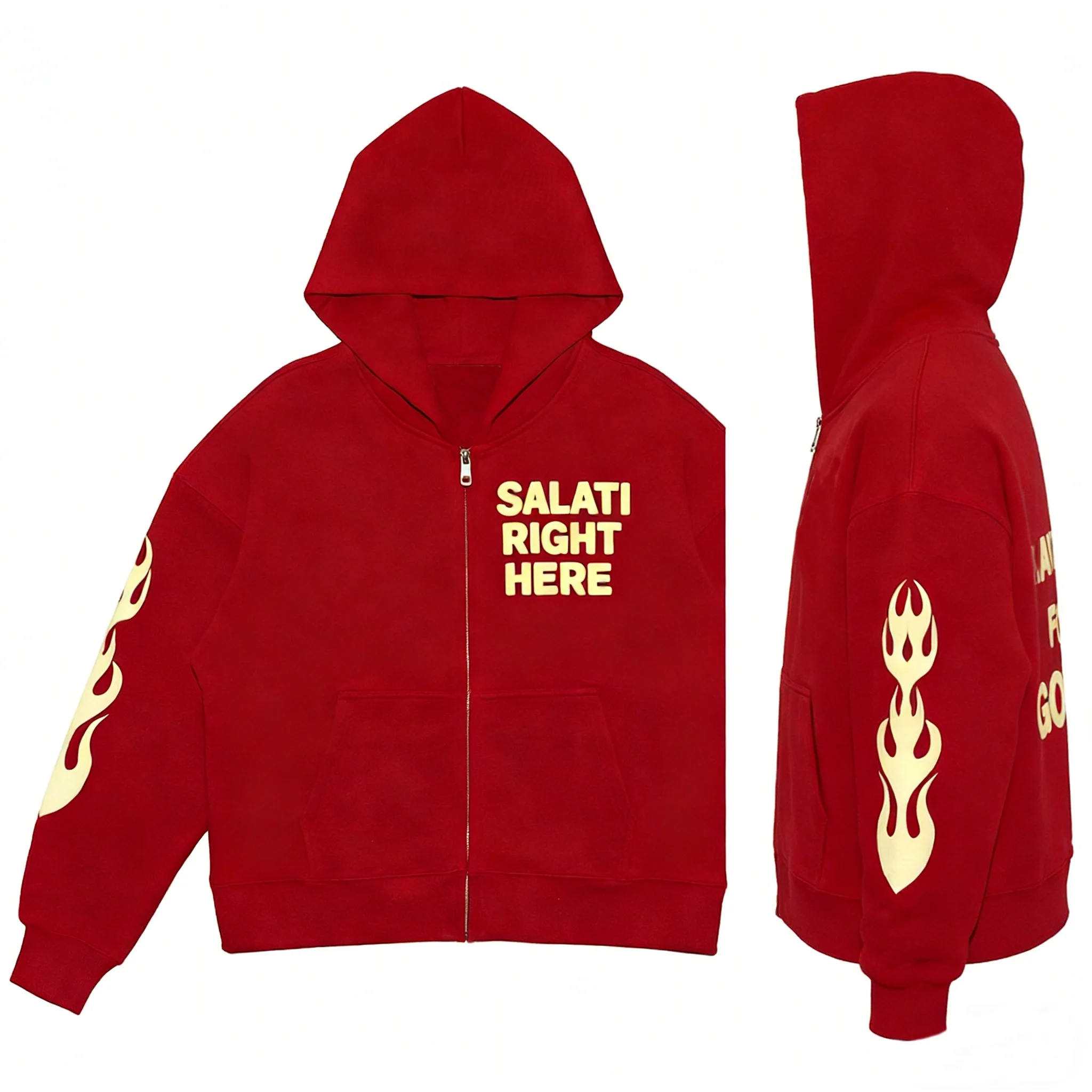 SALATI High Quality Custom Streetwear Zip up Jacket Heavyweight Vintage Acid Wash Screen Printing Boxy Hoodie for Men gallery 3