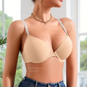 Women's Comfortable Summer Thin Underwear Anti-Sagging Non-Marking Features Solid Bra Gather-Up Letters Wide Shoulder Straps for