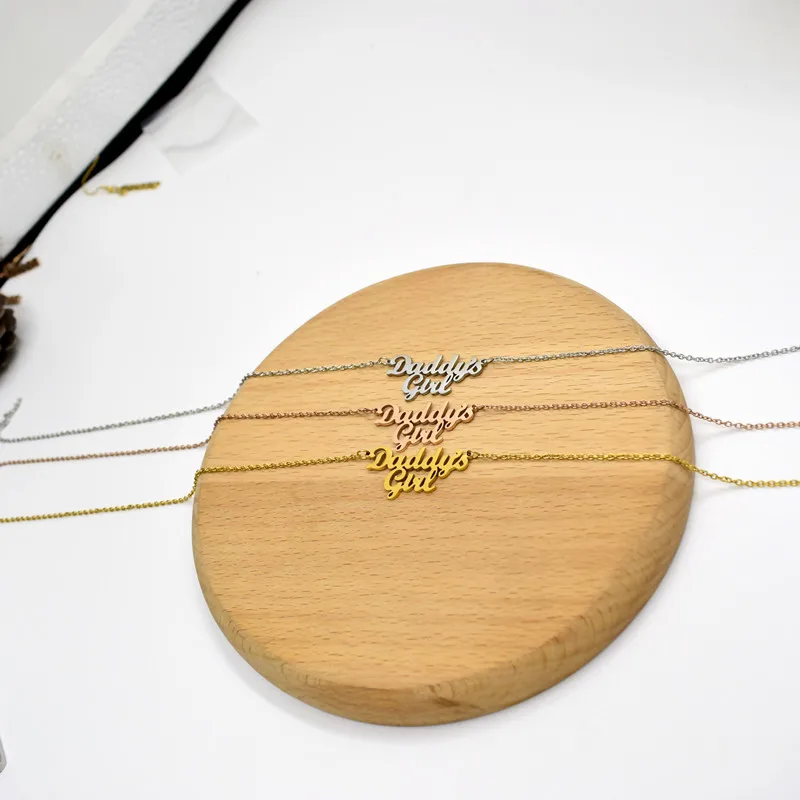 Stainless Steel Daddy's Girl Jewelry Chain Link Necklace 18k Gold