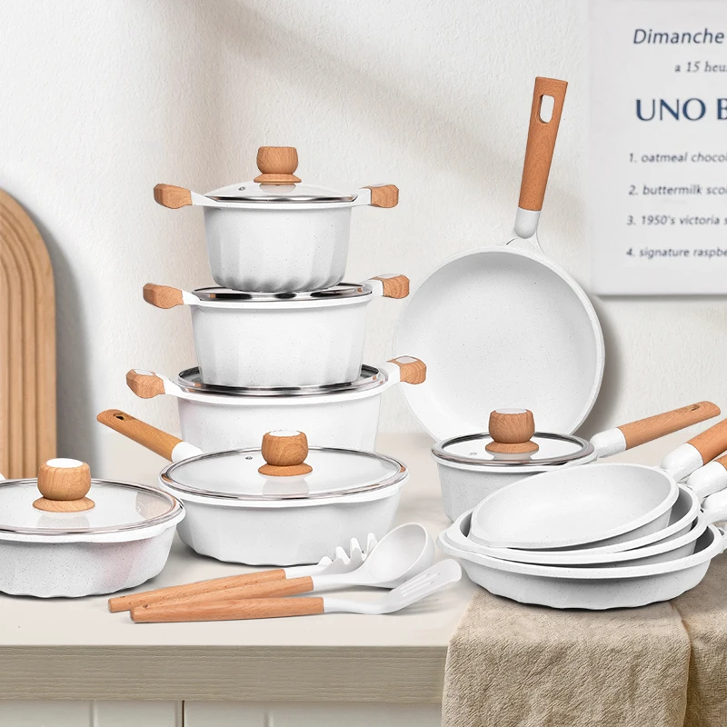 Cook N Home Pentole antiaderenti a forma di pancia 10 pezzi, marmo rosso