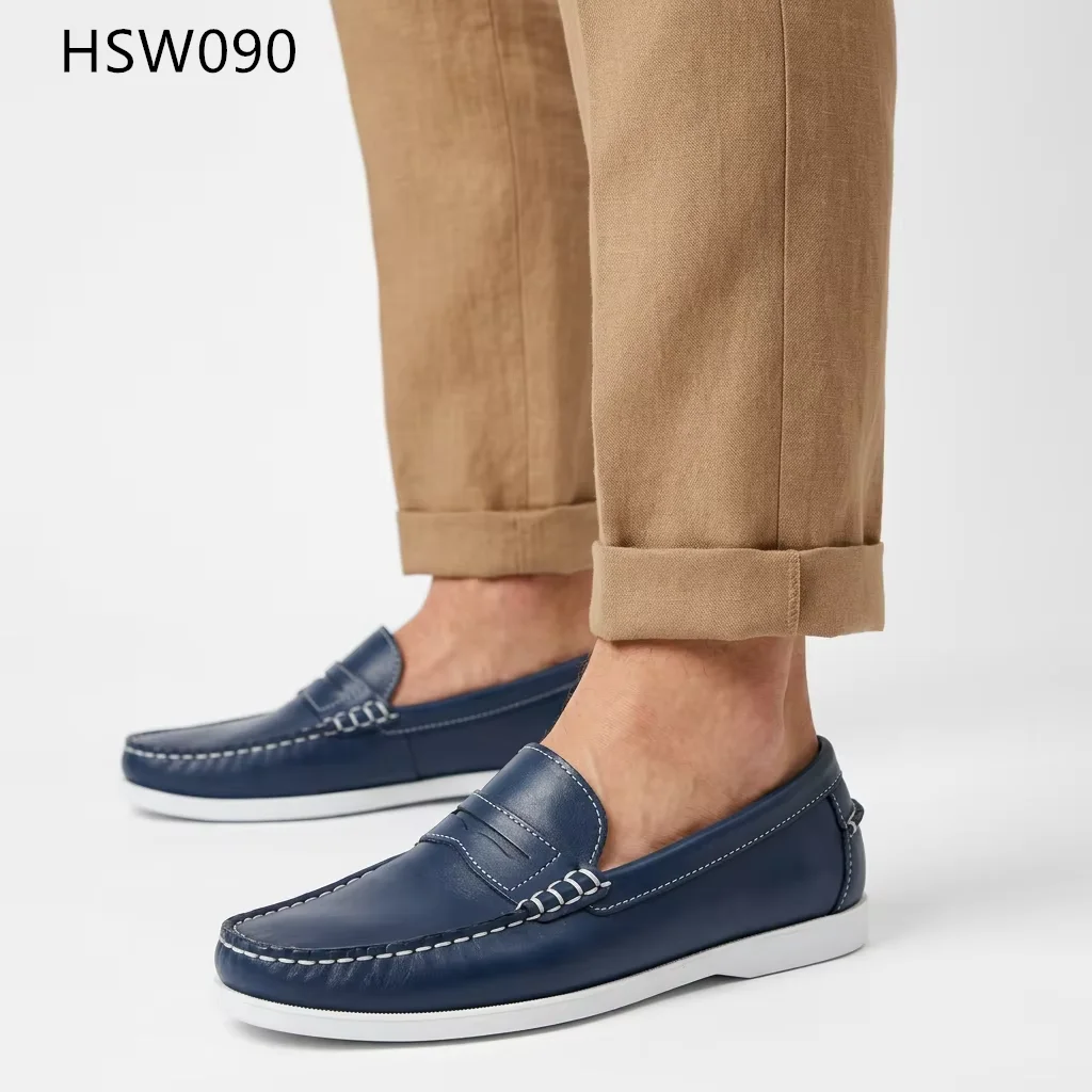 LXG,Lake Side Strolling Stylish&Modern Wash Blue Moccasin Shoes Daily Leisure Loose Fit Great for Travel Boat Shoes HSW090
