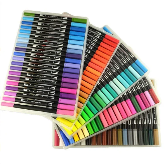 Watercolor Fashion Oil Painting Drawing Dual Tip Brush Marker Pack of 72 Color for Sketching and
