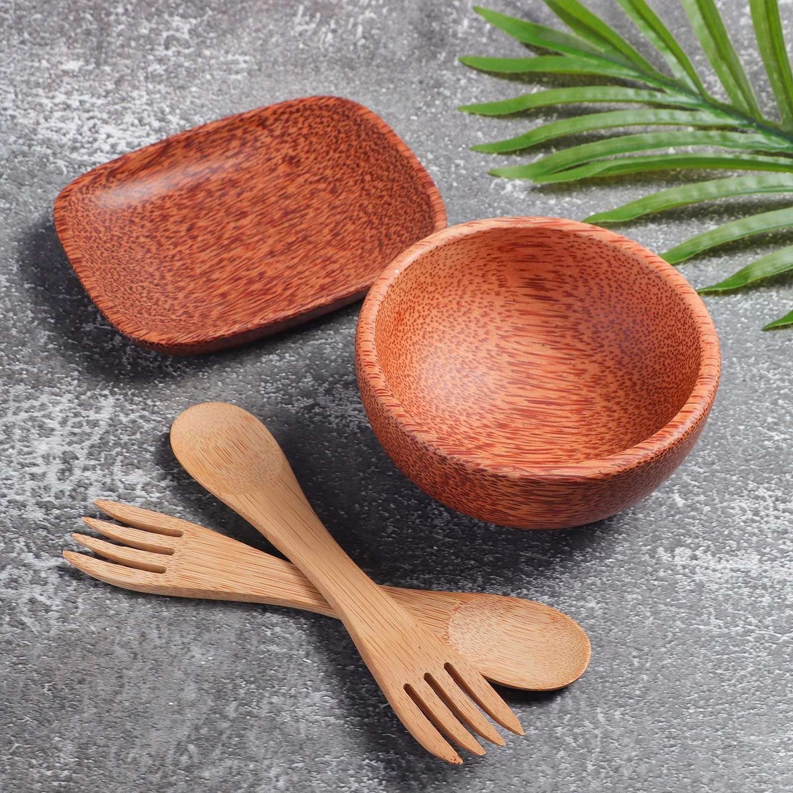 Organic Coconut Wood Bowl Plate Spoons Kitchenware Custom Logo