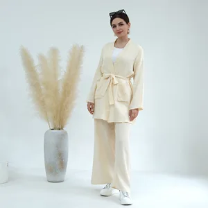 ODM Supply Women's Modest Islamic Abaya Breathable Cotton Floral Embroidery Sweetheart Neckline Sleeveless Ankle Length Casual