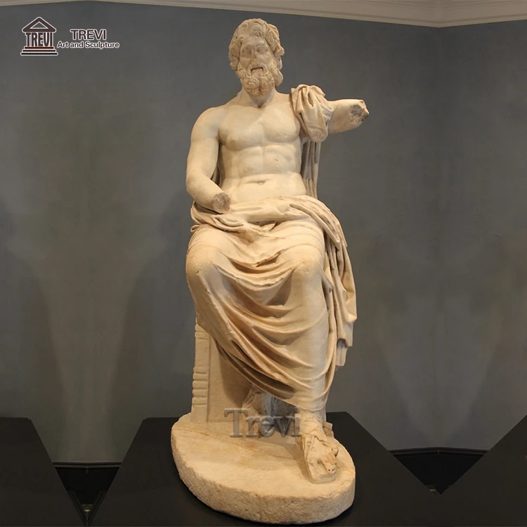 トレヴィ大型ギリシャ神話大理石ゼウス像天然石彫刻フィギュア彫刻販売