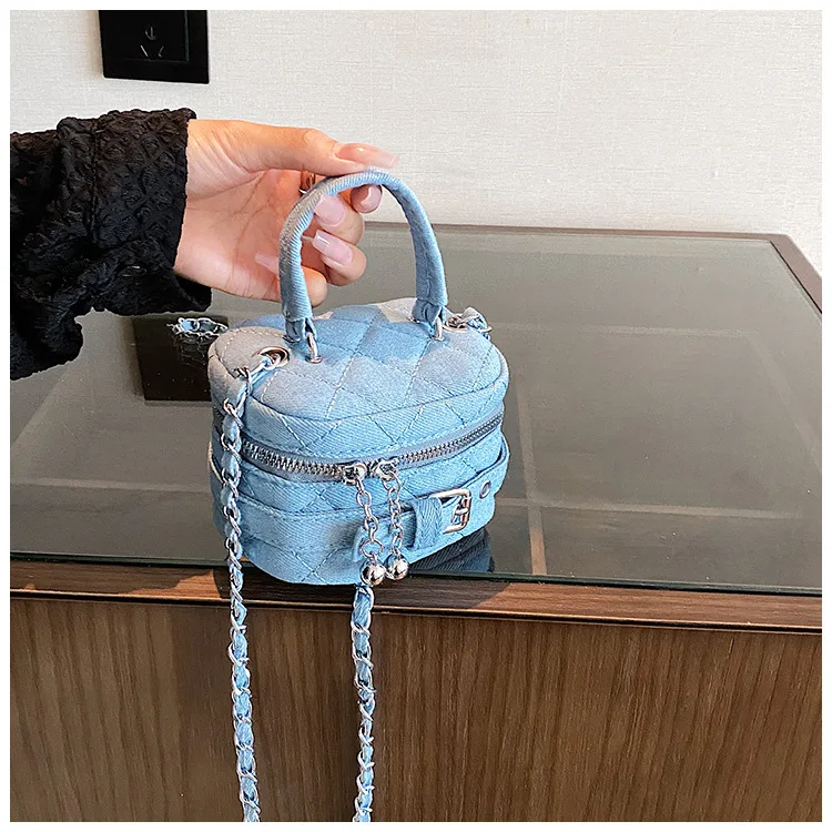 Spring and Summer Mini Mouth Red Envelope Hot Denim Chain Bag Fashion Ladies Bucket Bag